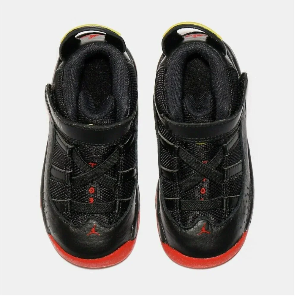 Nike Air Jordan 6 Rings Sneakers Black University Red 323420-063 Toddler Size 6C